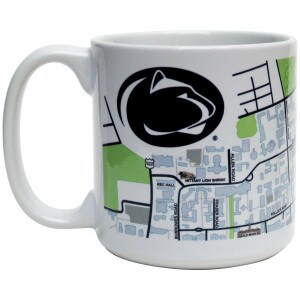 white ceramic mug with Penn State campus map view 1